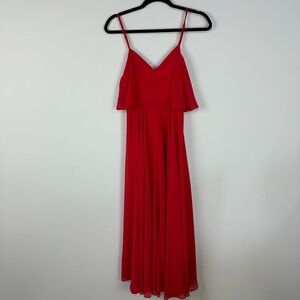 Lulus Red Maxi Dress Party Cocktail Bridesmaid Wedding Vacation  date night